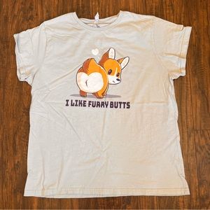 Women’s XL “I Like Furry Butts” Teeturtle‎ Gray T-Shirt Furries Cosplay Corgis